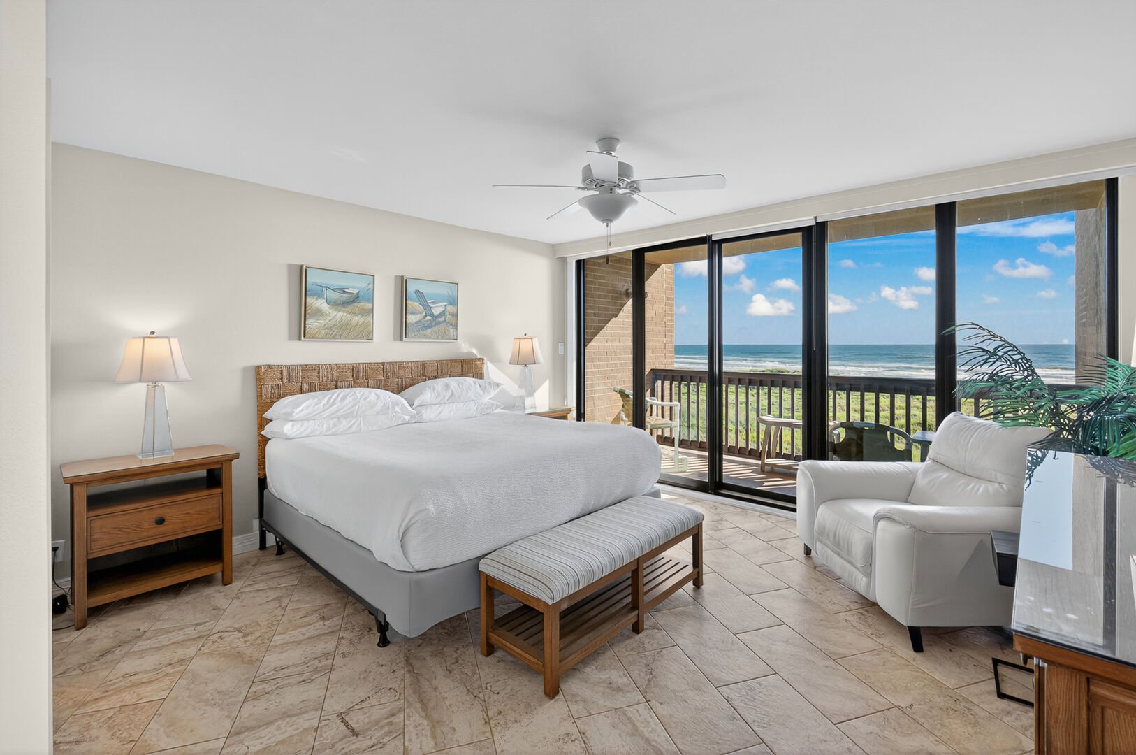 The bedroom in one of our winter rentals in Port Aransas